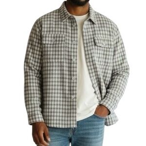 Men’s Size Medium PacSun Plaid Gray Flannel Insulated Button Up Shirt Jacket